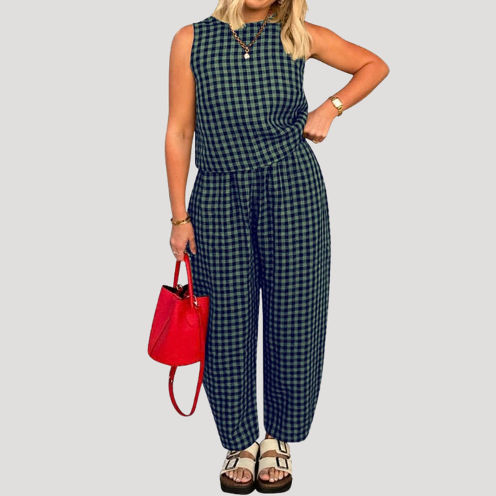 Women's Checkered Casual Set
