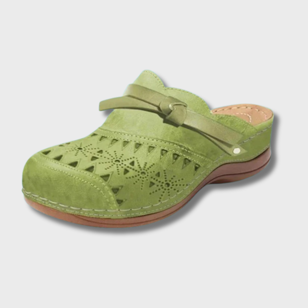 Nicolina Flat orthopedic mules with cut-out design - Elena Harper