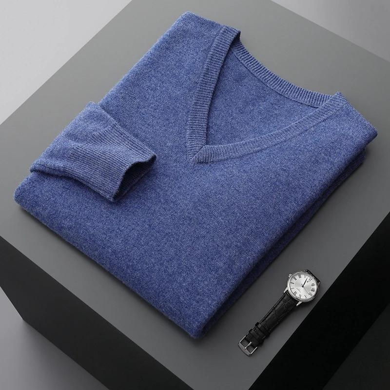 Men's Soft V-Neck Knit Sweater for All-Season Comfort