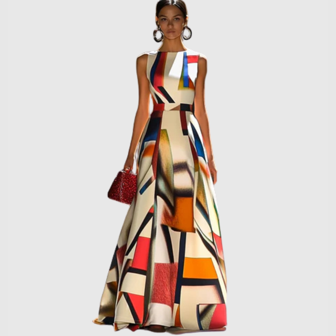 Ashlynn Chic O-Neck Pleated Sleeveless Evening Dress - Elena Harper
