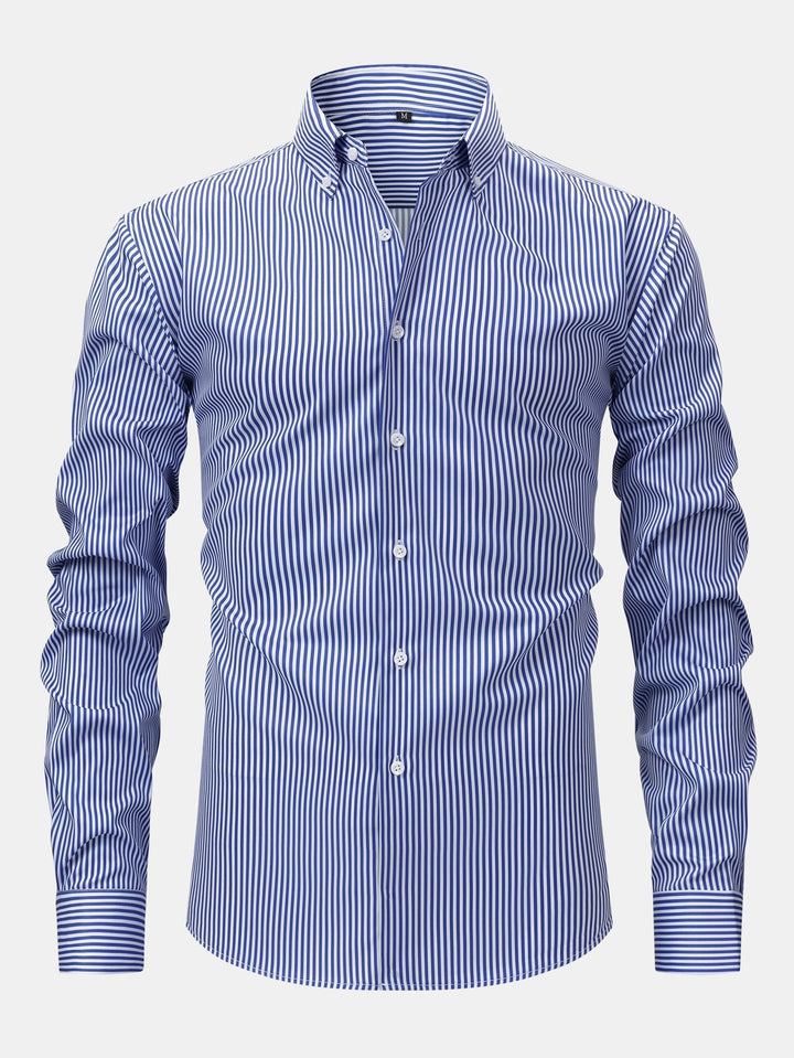 Long Sleeve Striped Shirt with Buttons - Elena Harper