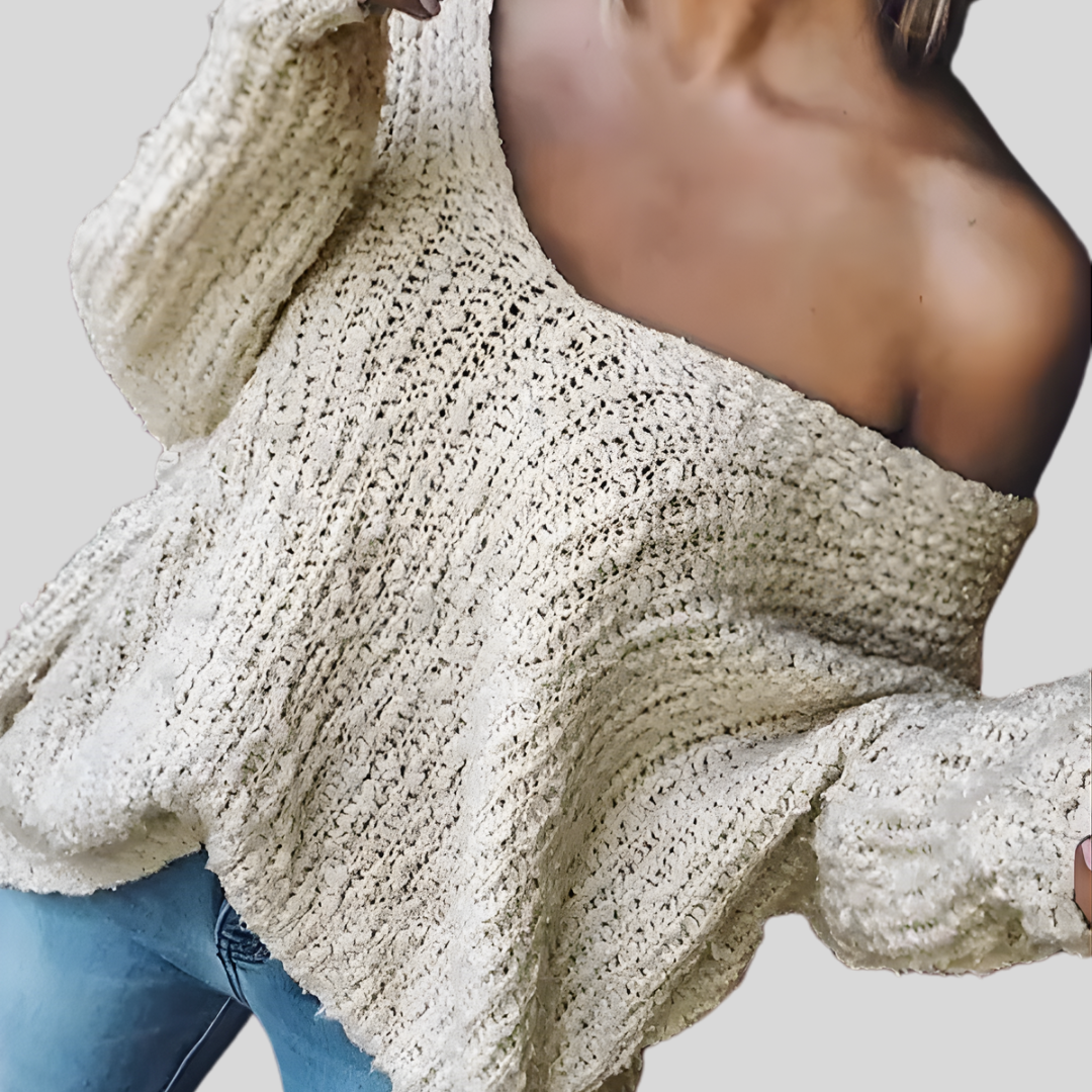 TELIKA™ - Comfy Drop Shoulder Long Sleeve Sweater