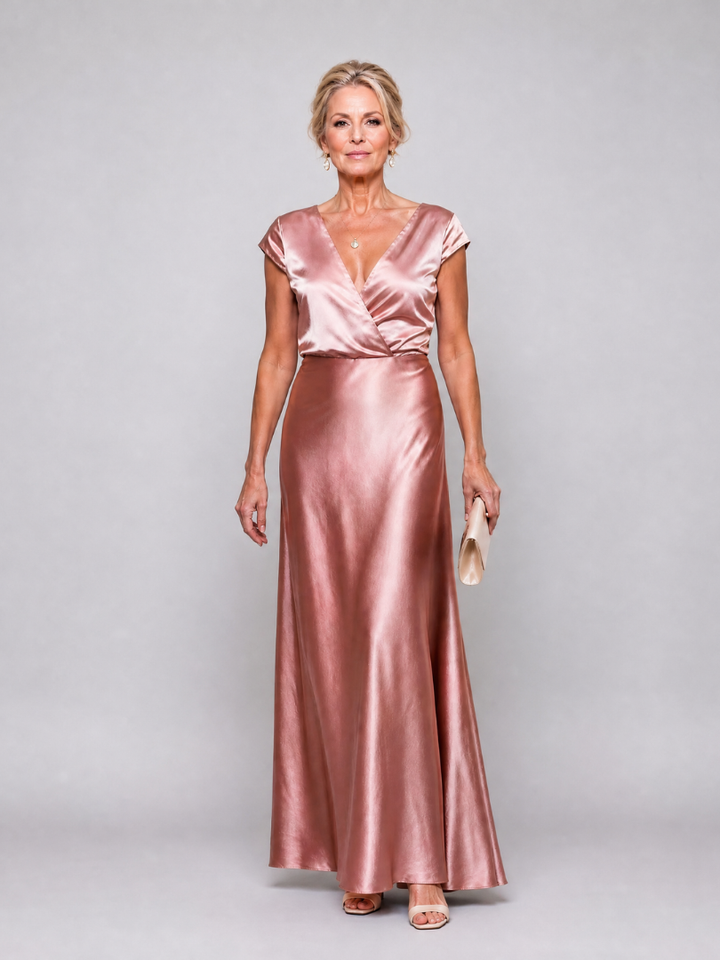Samouse Cap Sleeve Wrap Bodice Maxi Dress - Elena Harper