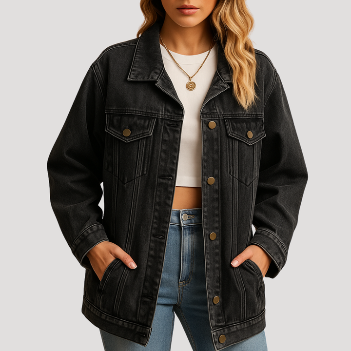 Women's Oversized Buttoned Denim Jacket