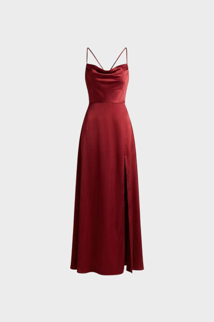 Women's Satin Evening Dress | Slit