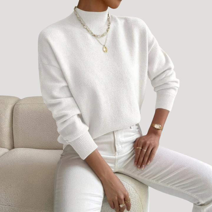 Women's High Neck Sweater with Long Sleeves