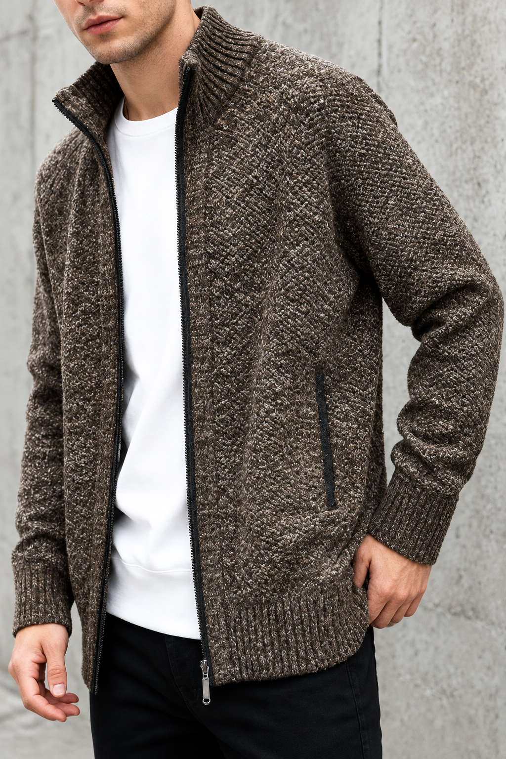 ELENA HARPER™  |  MEN'S ZIP-UP KNIT GILET