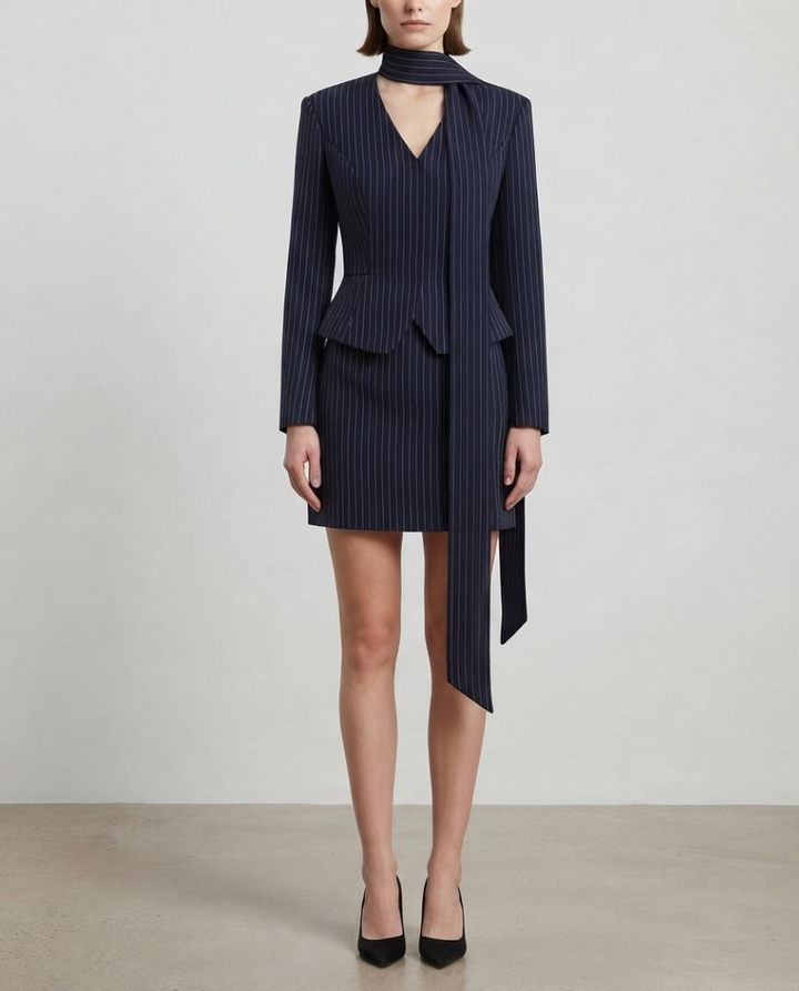 Vanessa Pinstripe Blazer and Pencil Skirt Set