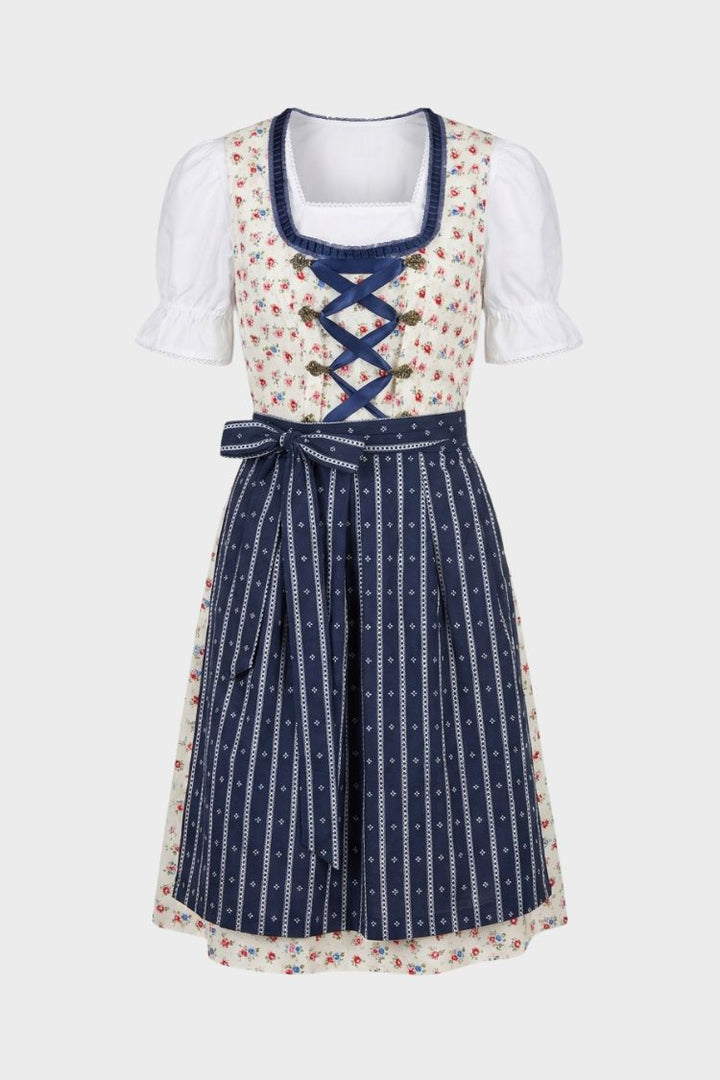 Women's Dirndl Midi Dress | Decorative Front Lacing & Flared Skirt