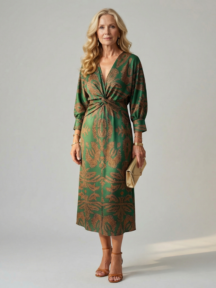 Women's Natural Wrap Midi Dress