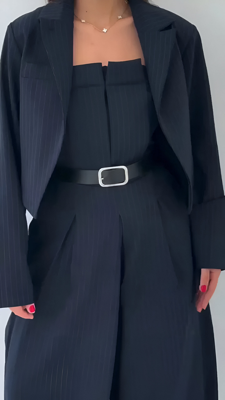 Zara™ | Two-Piece Set with Wide Trousers and Cropped Blazer