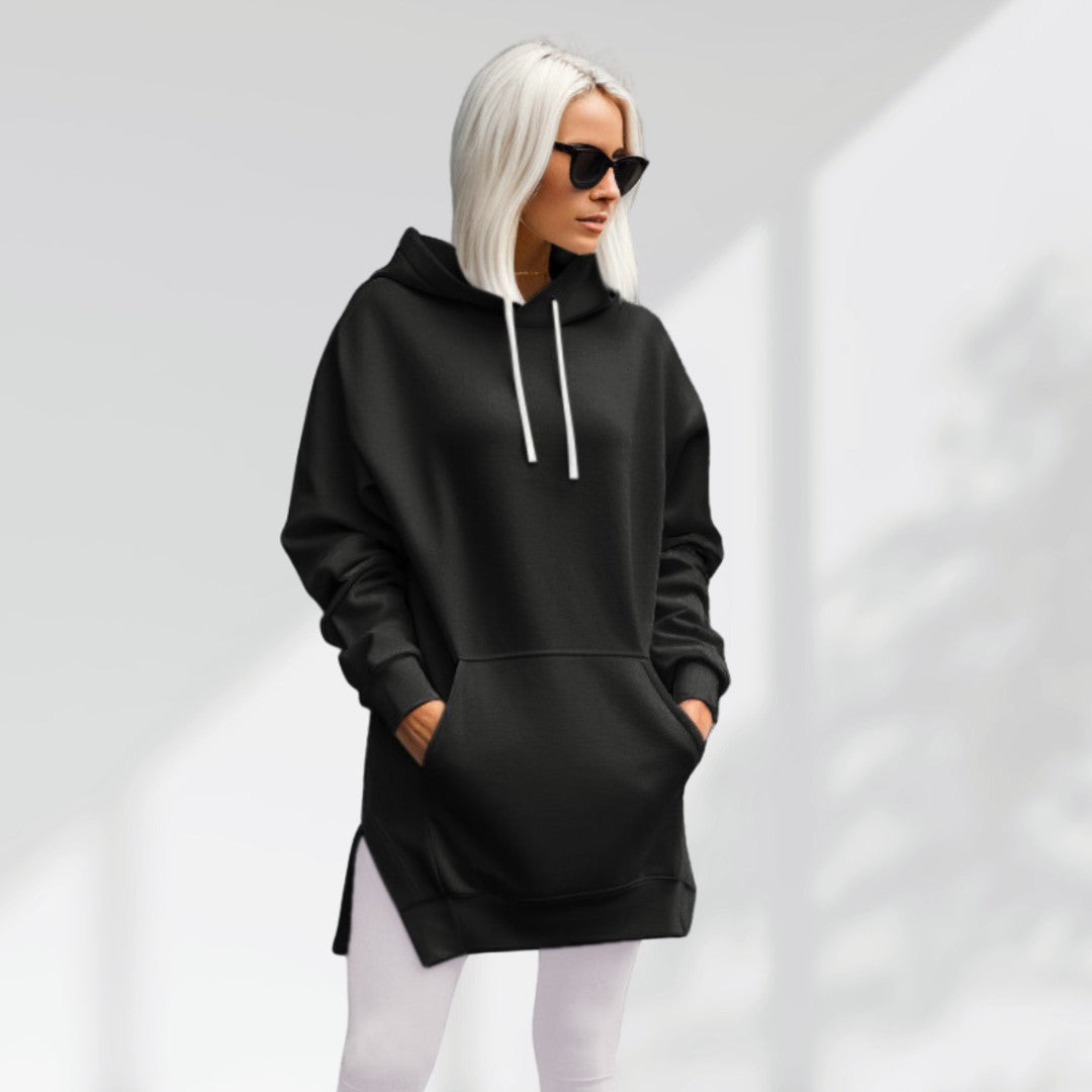 Oversized sweatshirt dress with soft autumn lining, view 4 - Elena Harper