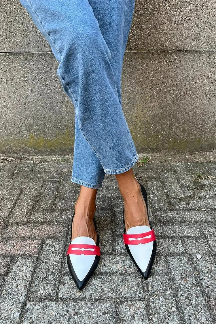 Desiree Two-Tone Pointed Slippers - Elena Harper