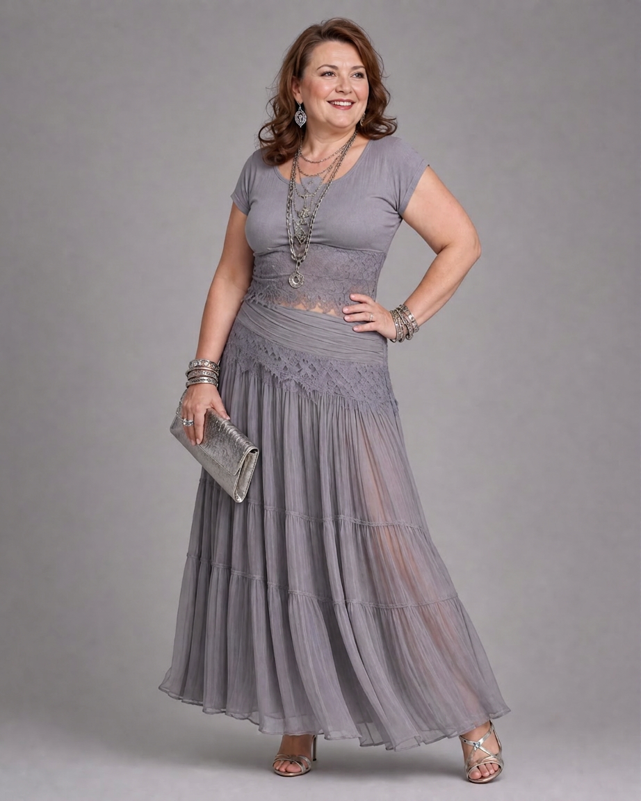 Magnolia Draped Crop Top And Pleated Maxi Skirt Set, view 4 - Elena Harper