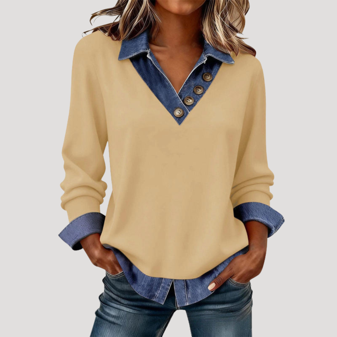 Women's Long Sleeve V-Neck Blouse