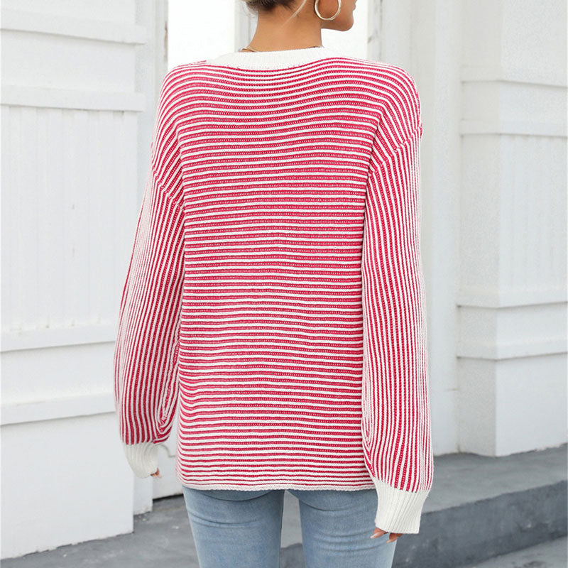 Casual Striped Knit Pullover