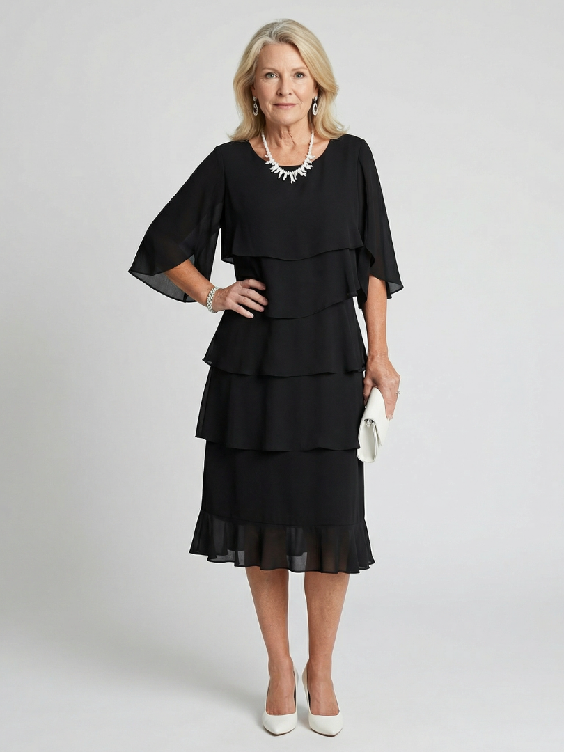 Brent Layered Tier Midi Dress - Elena Harper