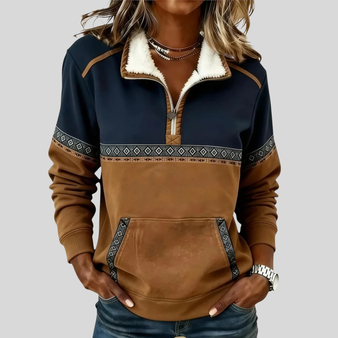Alvette | Women's Half-Zip Pullover with Sherpa-Lined Collar