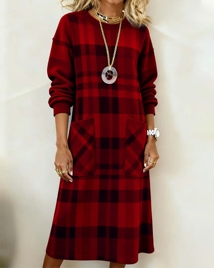 Kathrine Elegant Plaid Dress - Elena Harper