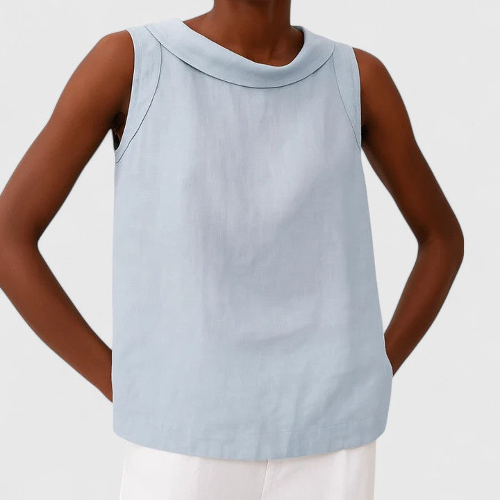 Anastine Elegant Top with Roll Collar - Elena Harper