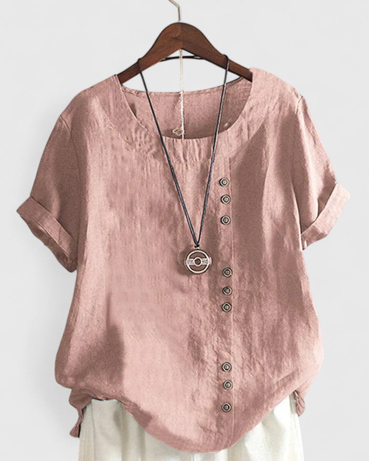 Elisavie Comfortable Short Sleeve Blouse - Elena Harper