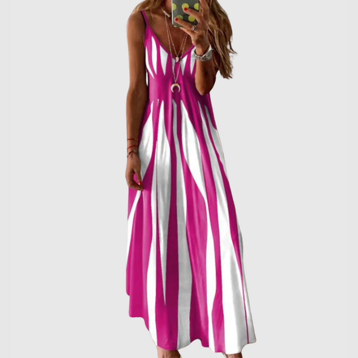 Ariella Chic Sleeveless Striped Maxi Dress - Elena Harper