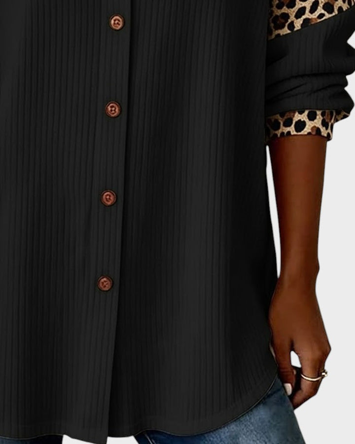 Jackie Leopard Print Button-Down Shirt - Elena Harper