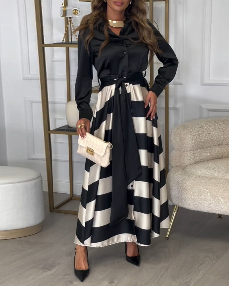 Ariana Striped Elegance Dress - Elena Harper