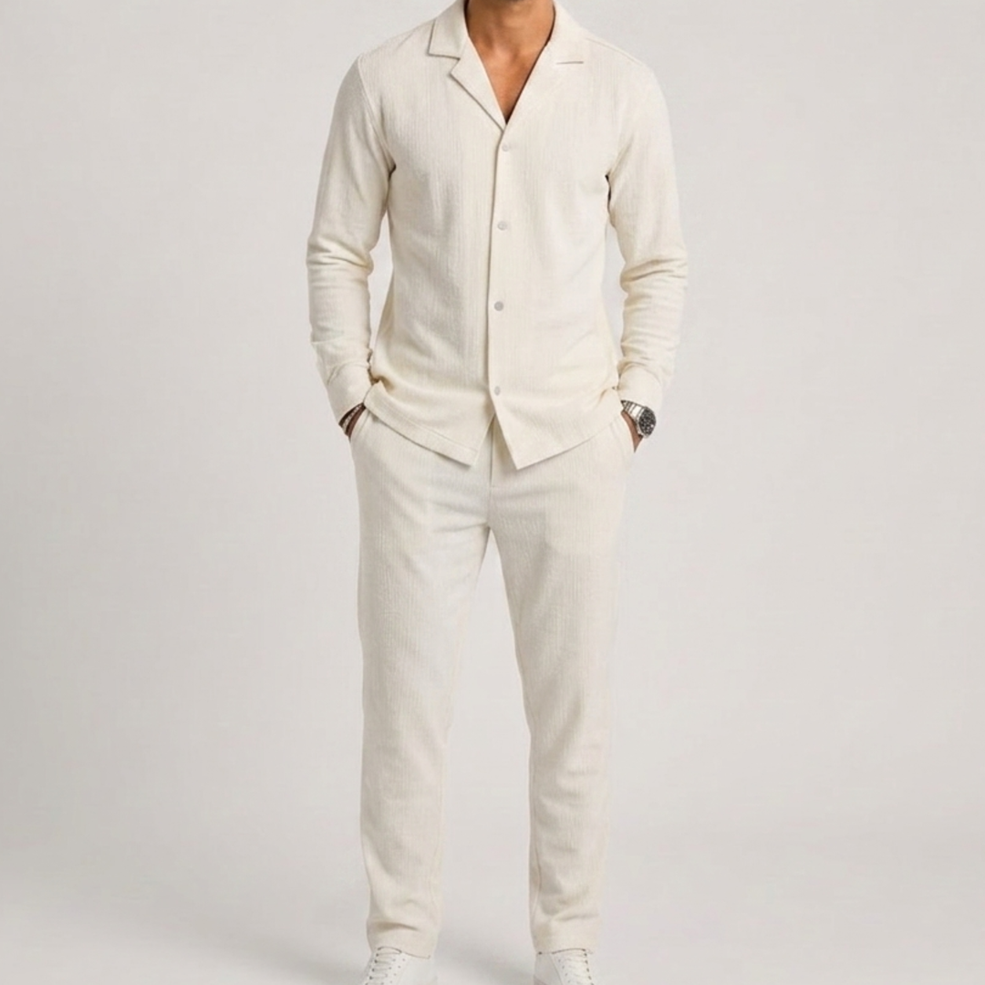 Long Sleeve Top with Pants Set for Men
