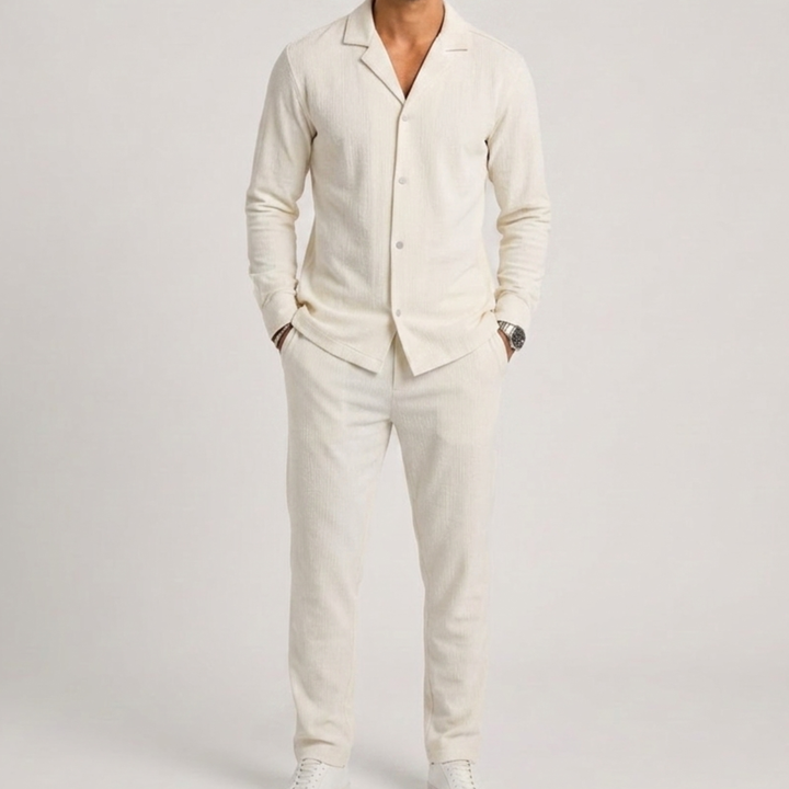 Long Sleeve Top with Pants Set for Men