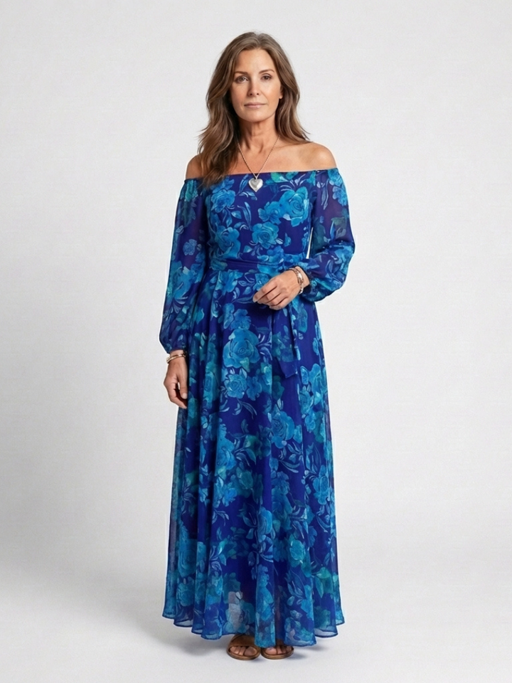 Aspen Off Shoulder Floral Maxi Dress - Elena Harper
