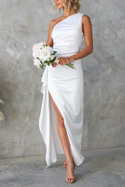 Inez - Elegant One Shoulder Maxi Dress