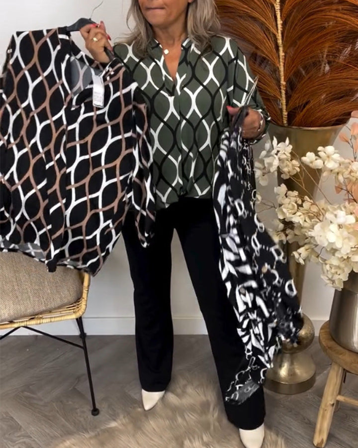 Amelia™ - Casual Patterned Blouse with Long Sleeves