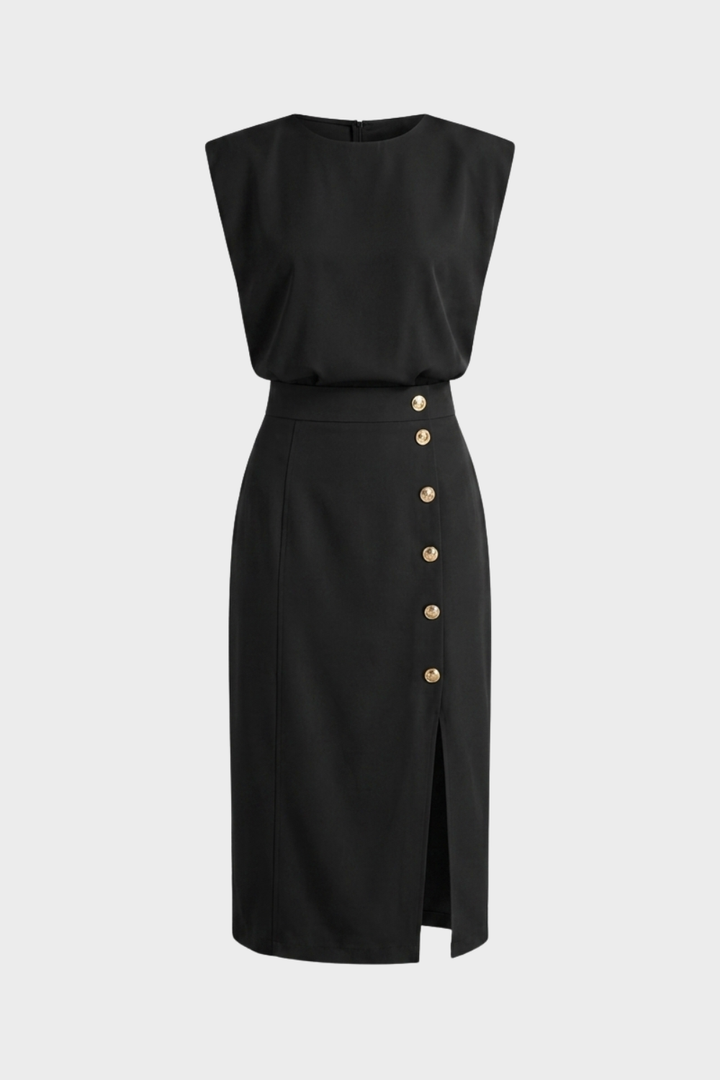Women's Midi Dress Button | Sleeveless