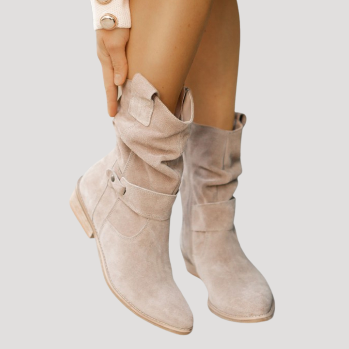 Women's Western Ankle Boots with Buckle