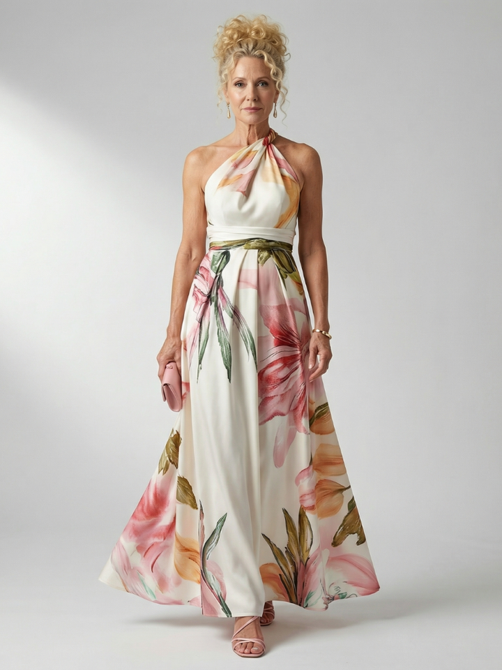 Amiel Lightweight Floral Maxi Dress American Cut Sleeveless - Elena Harper