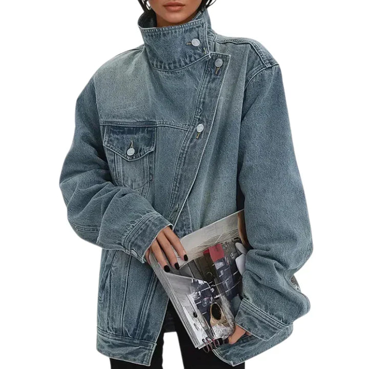 Clessa Asymmetrical City Jacket with Button Details - Elena Harper