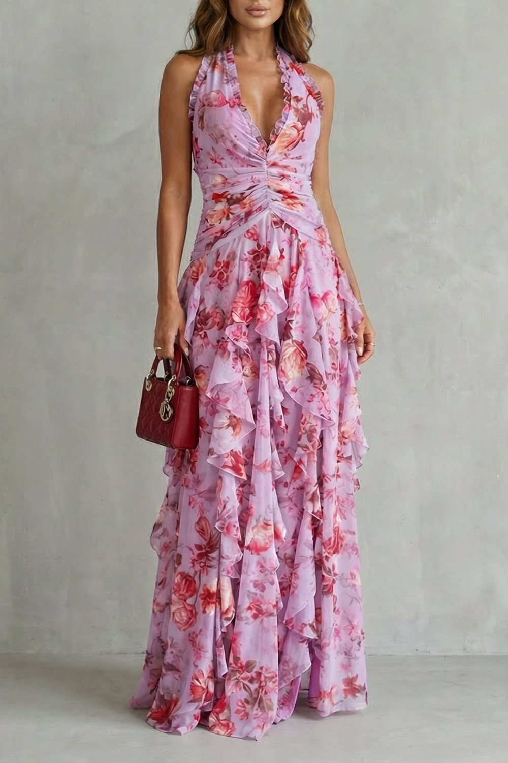 Bella Long Dress with Halter Neck - Elena Harper