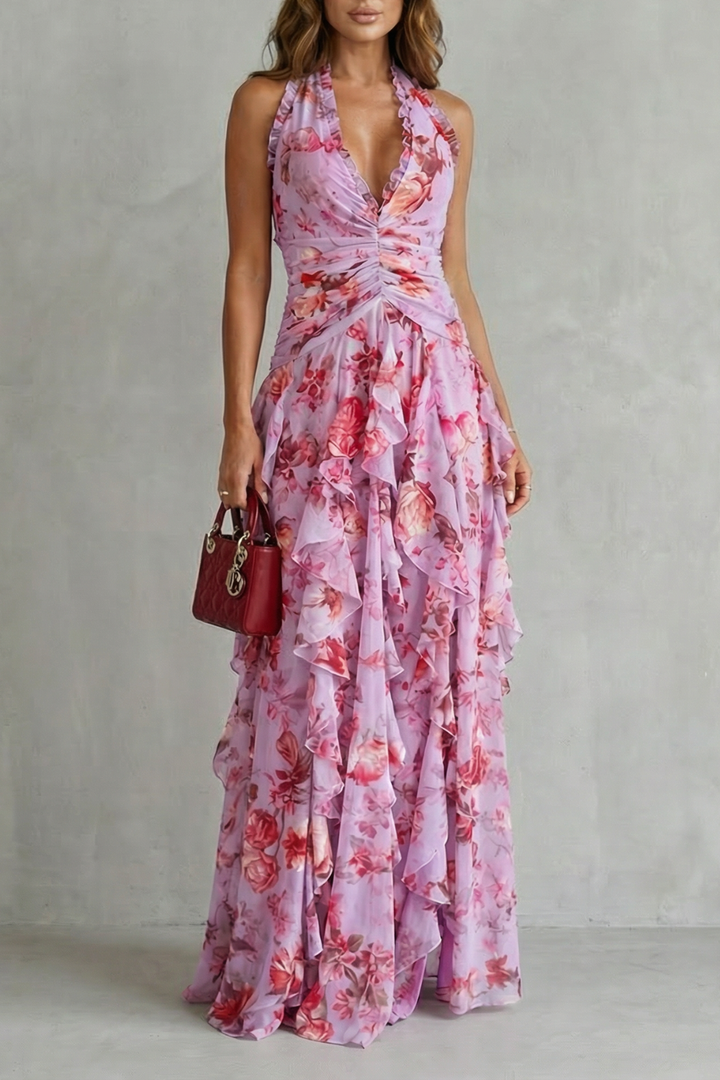 Bella Long Dress with Halter Neck - Elena Harper