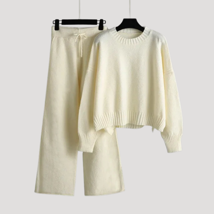 Women's Knit Set: Sweater and Wide-Leg Pants - Elena Harper