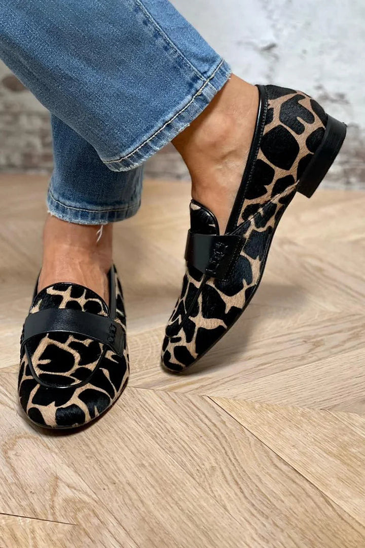 Animal Print Loafer with Elegant Detail - Elena Harper