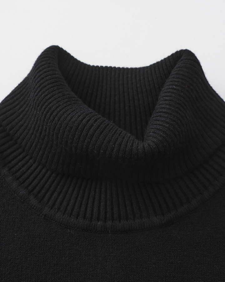 Men's High Neck Plain Knit Long Sleeve Sweater - Aldren