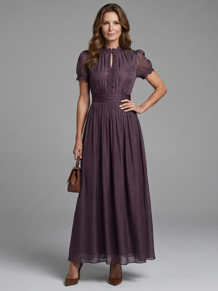 Elia Gathered Waist Keyhole Maxi Dress - Elena Harper