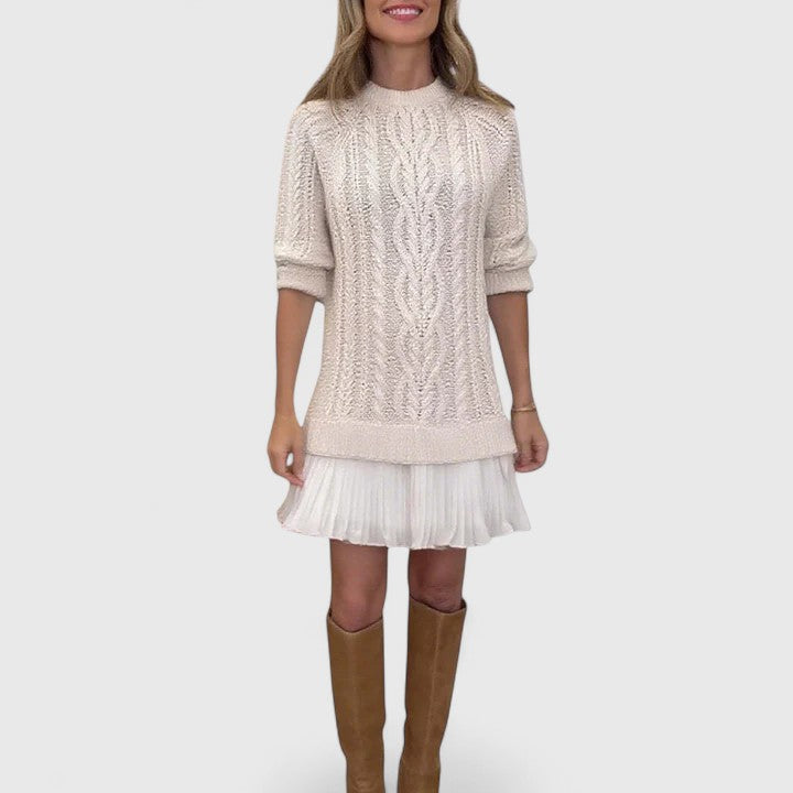 Amara Cable Knit Sweater Dress - Elena Harper