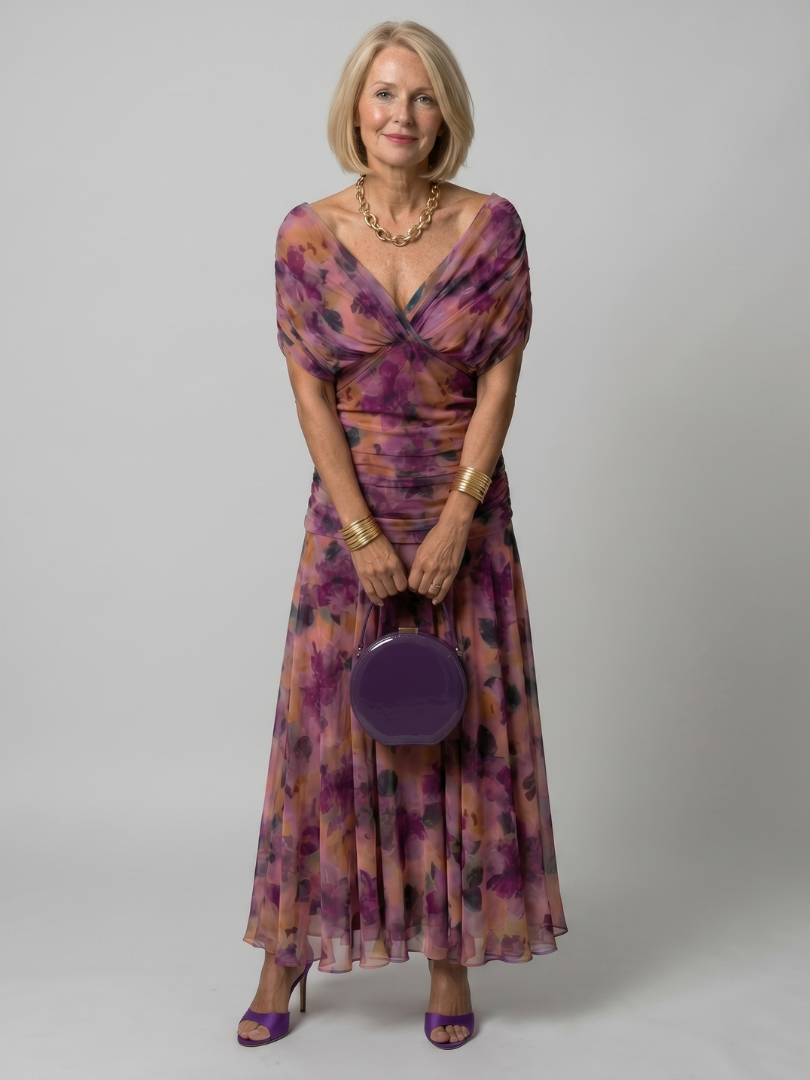 Calen Off Shoulder Flow Midi Dress - Elena Harper