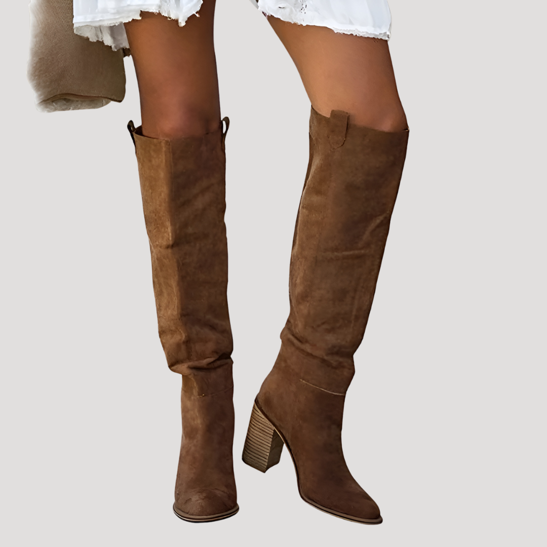 Women's High Heeled Slip-On Boots