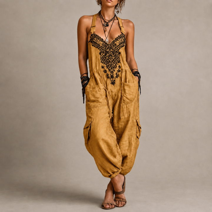 Astrid Bohemian Embroidered Jumpsuit - Elena Harper