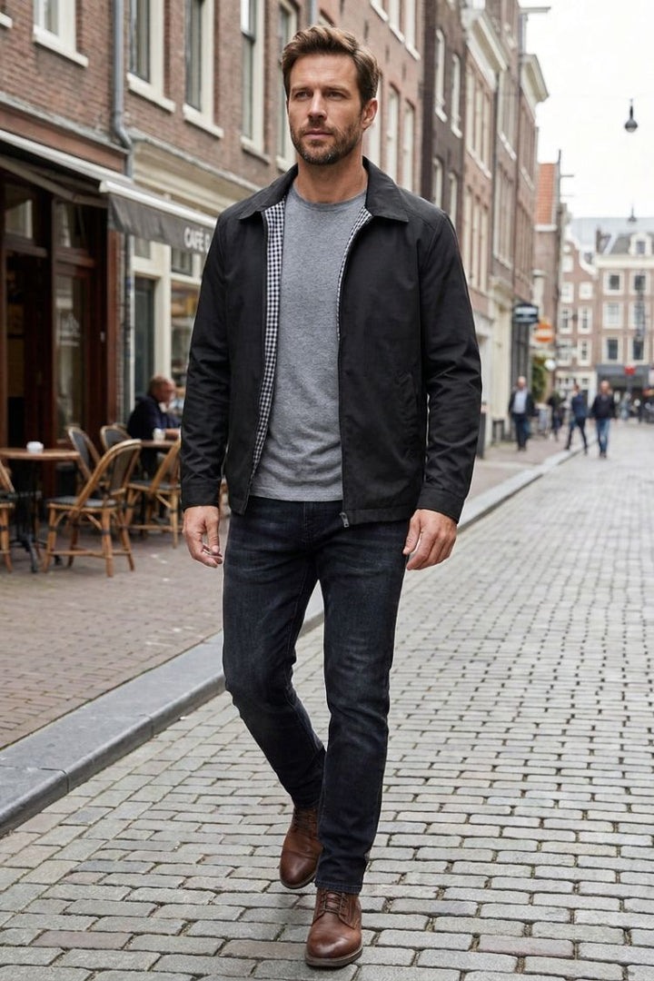 Men's Harrington Jacket | Lapel Collar & Zipper