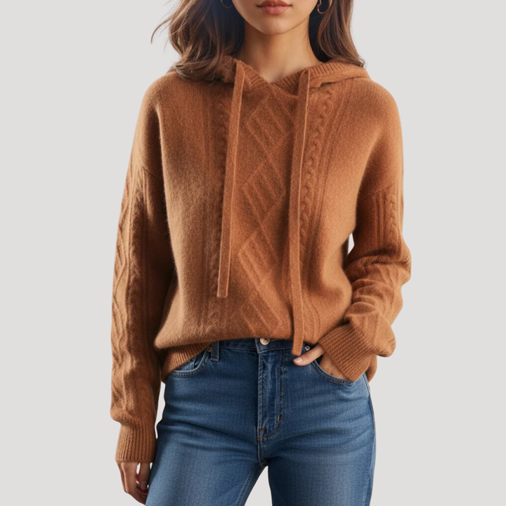 Women's Hooded Cable Knit Pullover