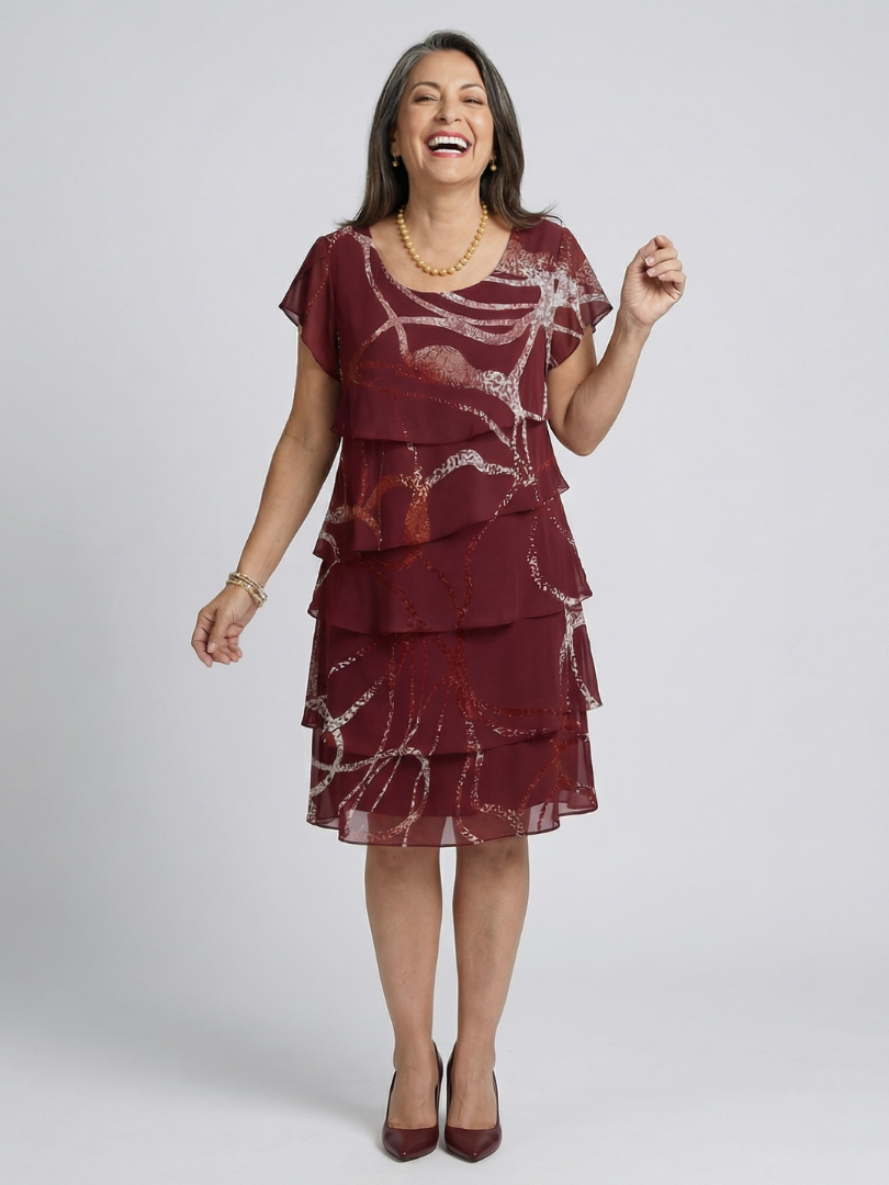 Alani Composed Abstract Knee Length Dress - Elena Harper